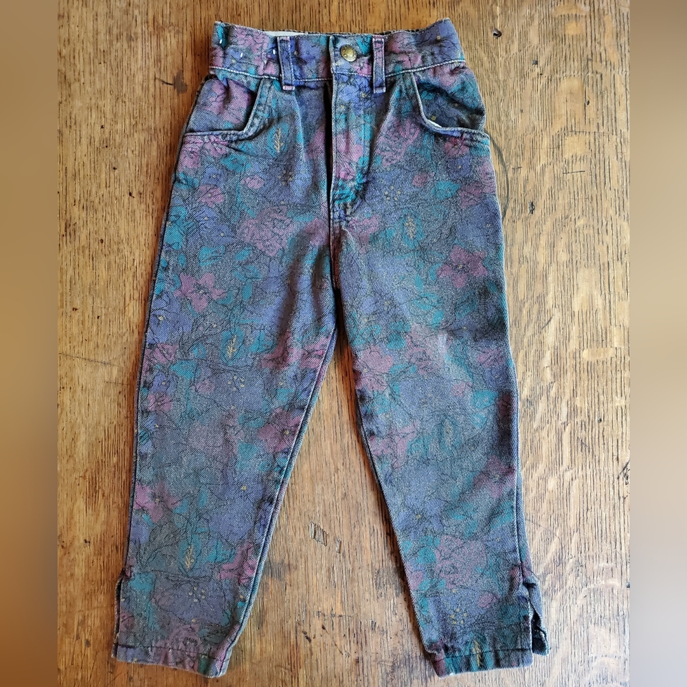 Vintage Brittania Jeans Gray with Flowers Size 5